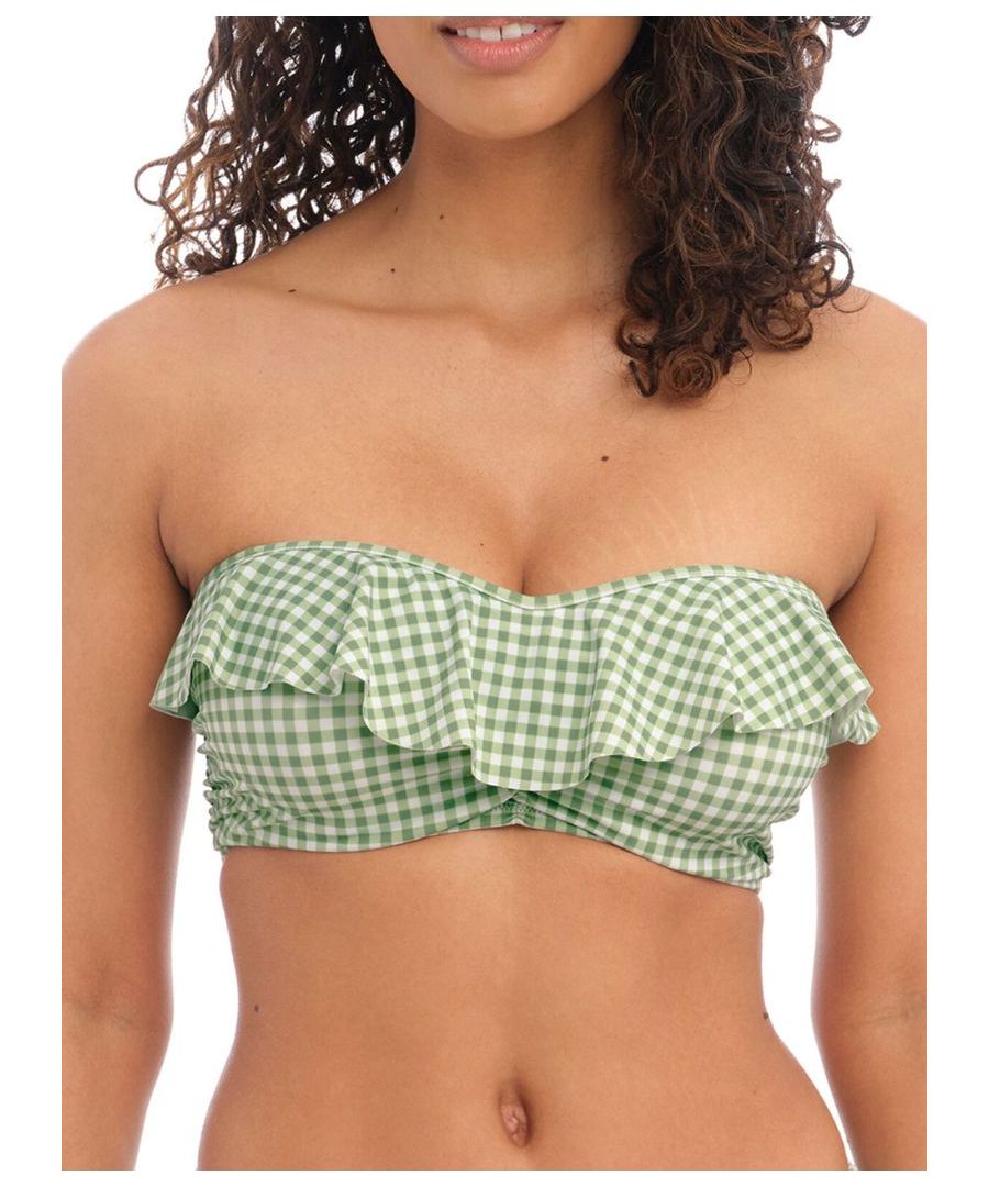 Freya Womens Check In Bandeau Bikini Top Khaki - Green Polyamide - Size 36DD