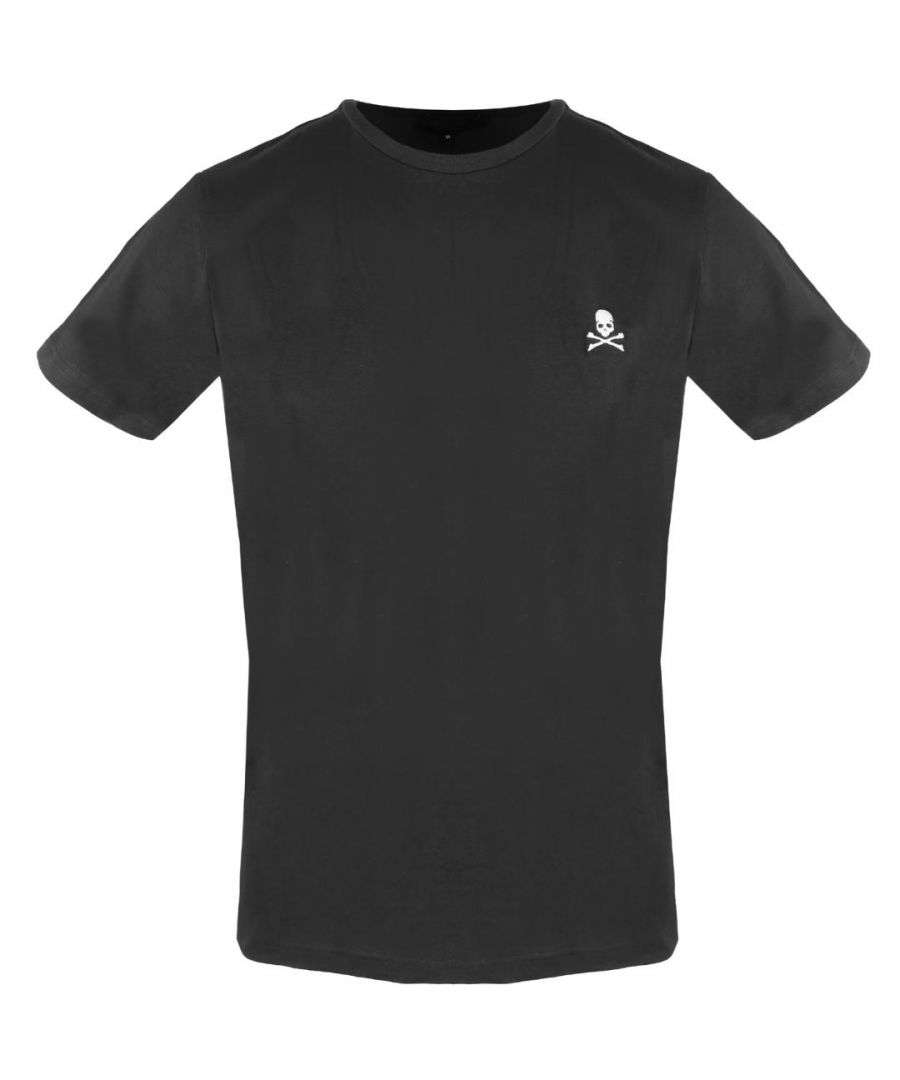 Philipp Plein Skull and Crossbones logo zwart ondergoed T-shirt. Stretch pasvorm 95% katoen, 5% elastaan. Plein-gemerkt Skull and Crossbones-logo. T-shirt met korte mouwen, collectie ondergoed. Stijlcode: UTPG11 99
