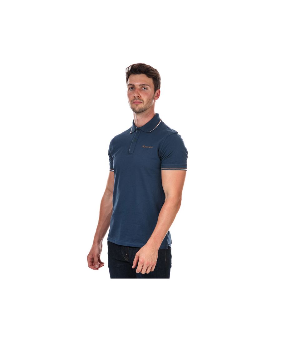 Men's Aquascutum Tipped Polo Shirt in Blue