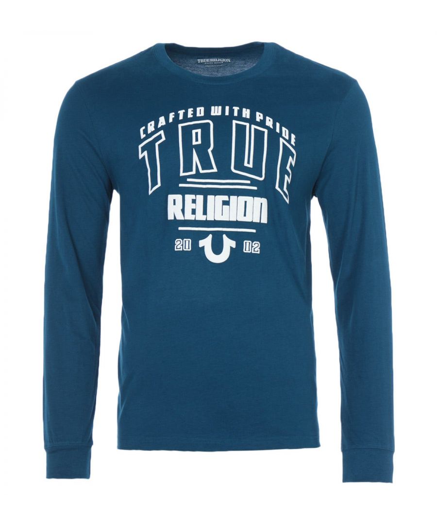 Image for True Religion Logo Crew Neck Long Sleeve T-Shirt - Blue
