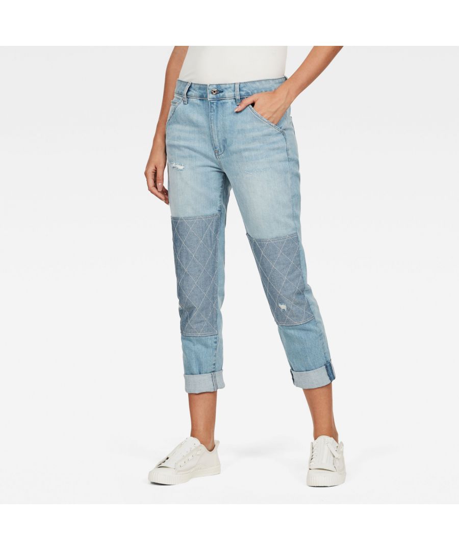 Mid waist. Zip & Button Closure. Zip & button closure. Mid waist. Constructed from indigo denim with a red cast and just the right amount of stretch. Midweight 12 oz denim. Stretch for movement. Fine, streaky texture. Boyfriend