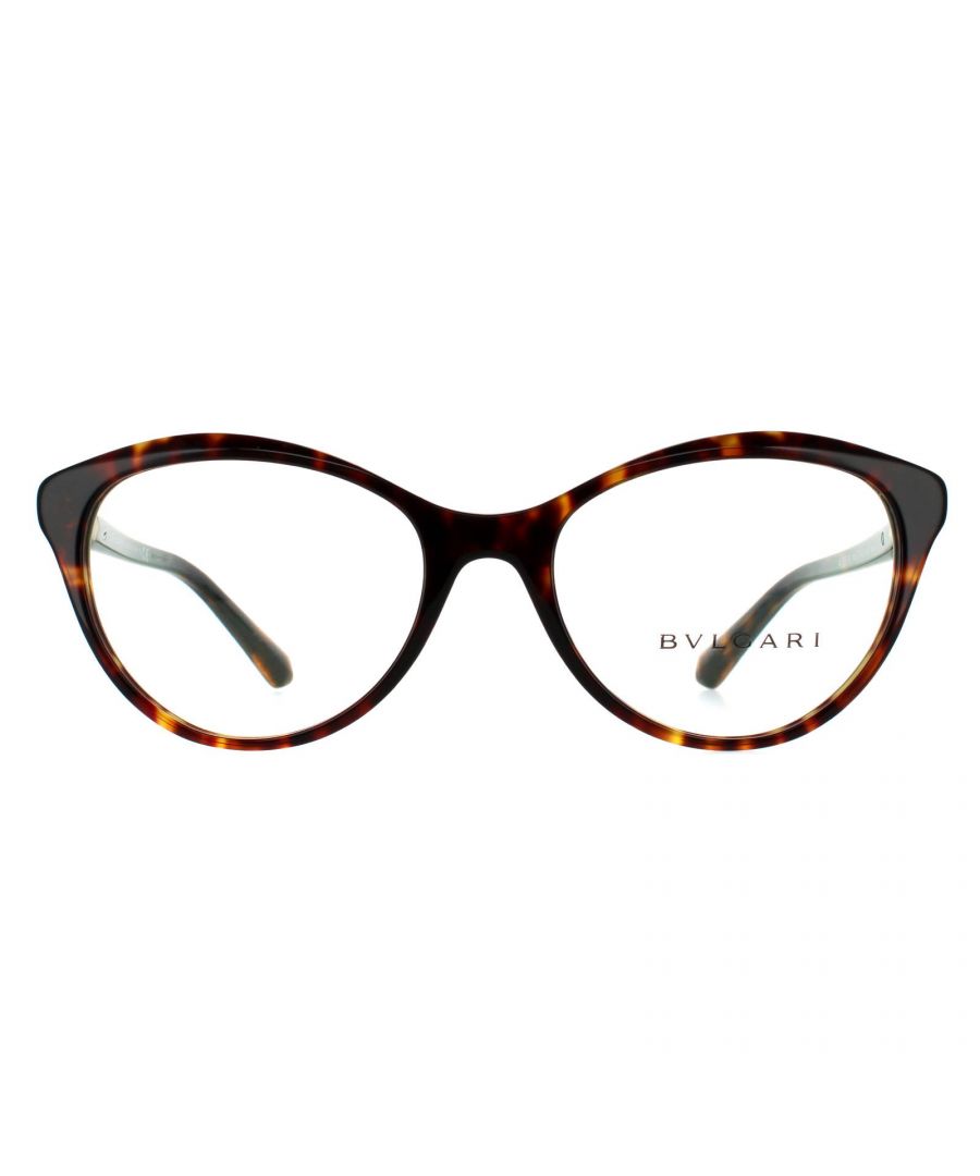 Bvlgari Cat Eye Womens Havana Glasses Frames Bvlgari are a gorgeous cat eye style with ceramic detailing on the temples  for a great luxurious effect.