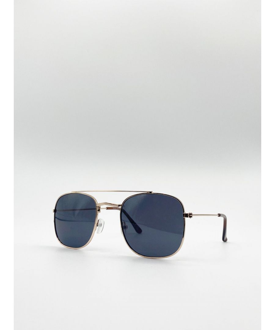 SVNX Mens Metal Frame Aviator Style Square Sunglasses - Gold Metal (archived) - One Size
