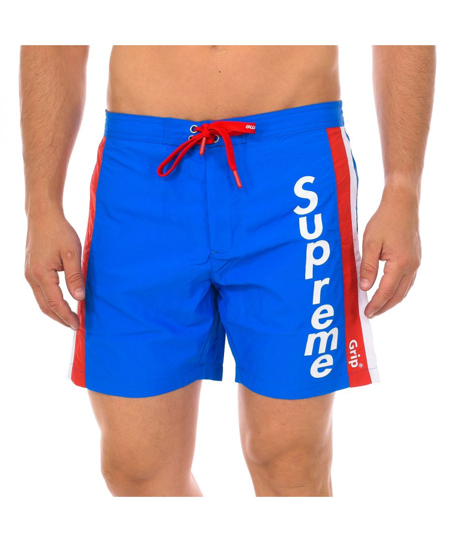 Supreme Mens mid-length boxer swimsuit CM-30058-BP - Blue Polyamide - Size Small