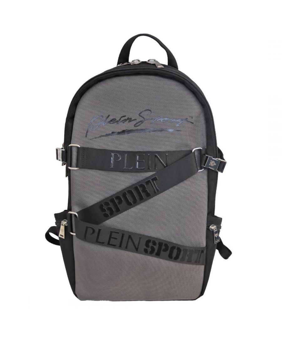 Philipp Plein Sport Zaino Runner Signature Grey Backpack Bag. Philipp Plein Sport Zaino Runner Straps Grey Backpack Bag. Style: AIPS813 94. Zip Closure. Plein Sport Branding On Front And Straps Of Bag. Side Pockets