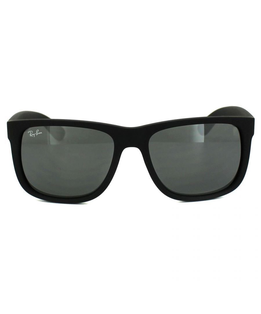 Ray-Ban Sunglasses Justin 4165 622/6G Rubber Black Grey Mirror are inspired by the Original Wayfarer 2140 and are one of the coolest designs throughout the entire Ray-Ban collection. Justin is a bold style that features large, boxy lenses that suit most face shapes and they share the same winged temples as the classic 2140. The propionate plastic frame is super lightweight for comfort and theyâ€™re available in bright, fresh colours as well as the traditional choices. The Ray-Ban Justin is part of the Highstreet collection and are therefore a more affordable choice.