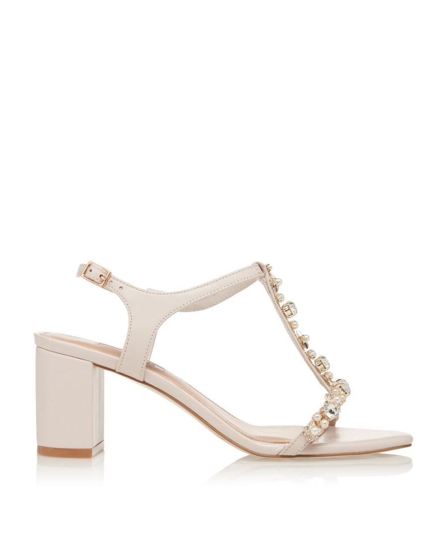 Lust-worthy heels. Beautifully embellished with diamantes in a stellar flourish. These elegant sandals will be sure to add sparkle to a summer's evening.