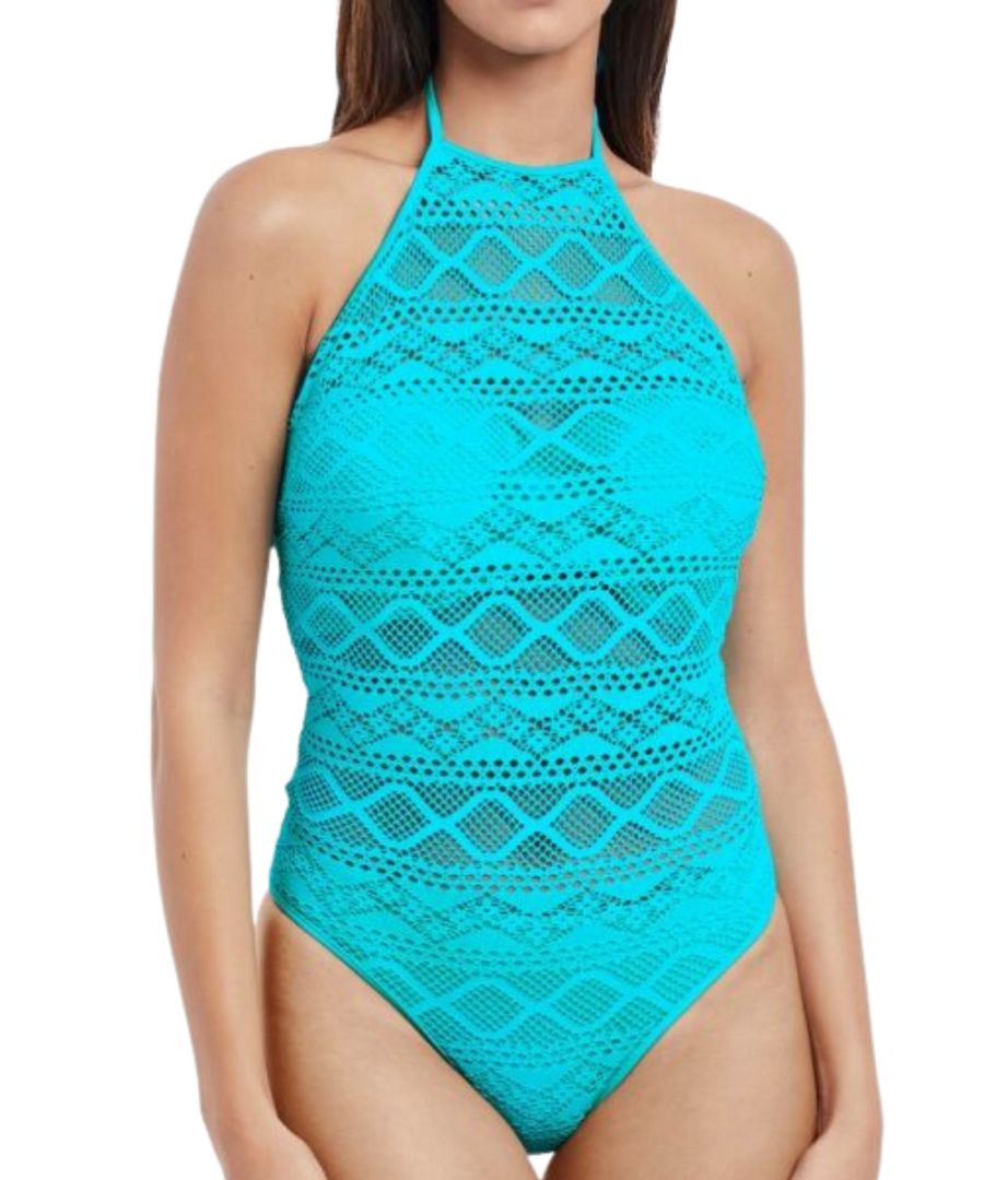 Freya Womens Sundance High Neck Swimsuit - Blue - Size 32F