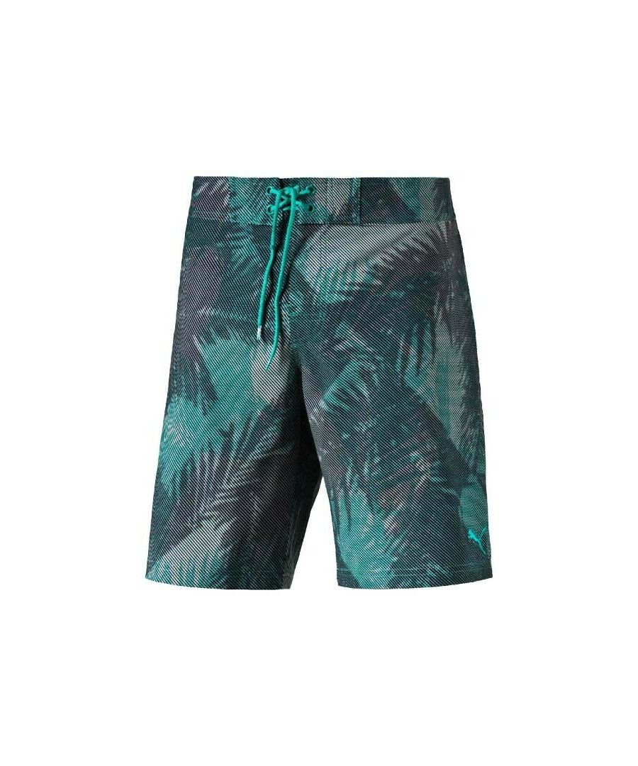 Puma Graphic Beach Shorts Mens Green Swimming Pants 513835 22 Textile - Size X-Large