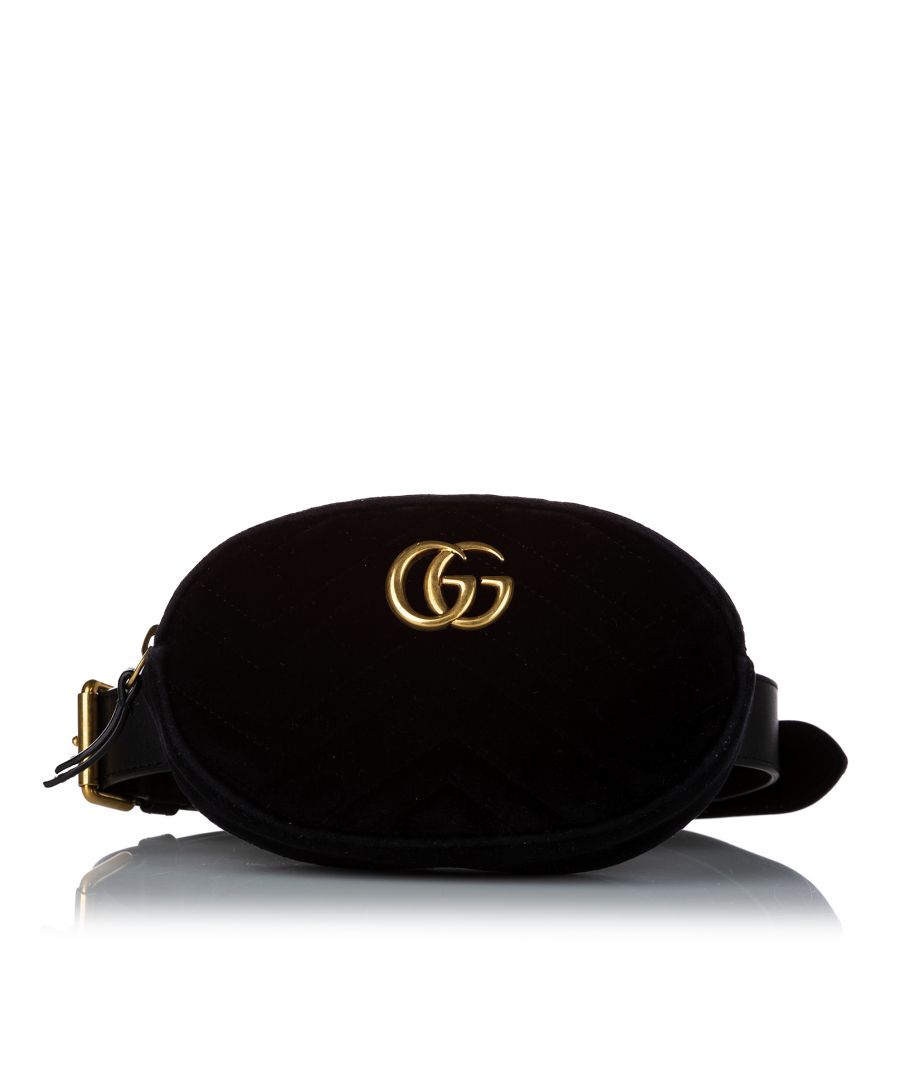 Image for Vintage Gucci GG Marmont Velvet Belt Bag Black