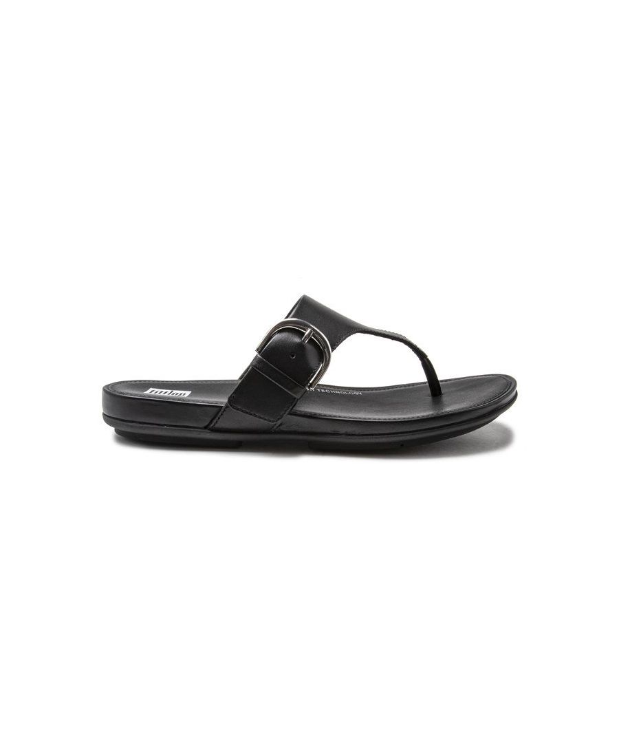 Fitflop Womens Graccie Thong Sandals - Black Leather - Size UK 5