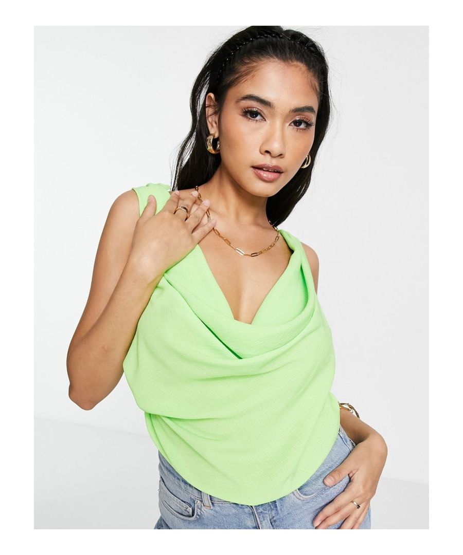 Top by ASOS DESIGN Treat your top half Cowl neck, front and back Tie straps Cropped length Regular fit Sold by Asos