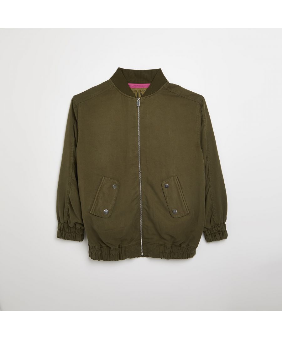 > Brand: River Island> Department: Women> Material: Lyocell> Material Composition: 100% Lyocell> Type: Jacket> Style: Bomber Jacket> Size Type: Regular> Fit: Relaxed> Closure: Zip> Jacket/Coat Length: Mid-Length> Pattern: No Pattern> Occasion: Casual> Selection: Womenswear> Season: SS22