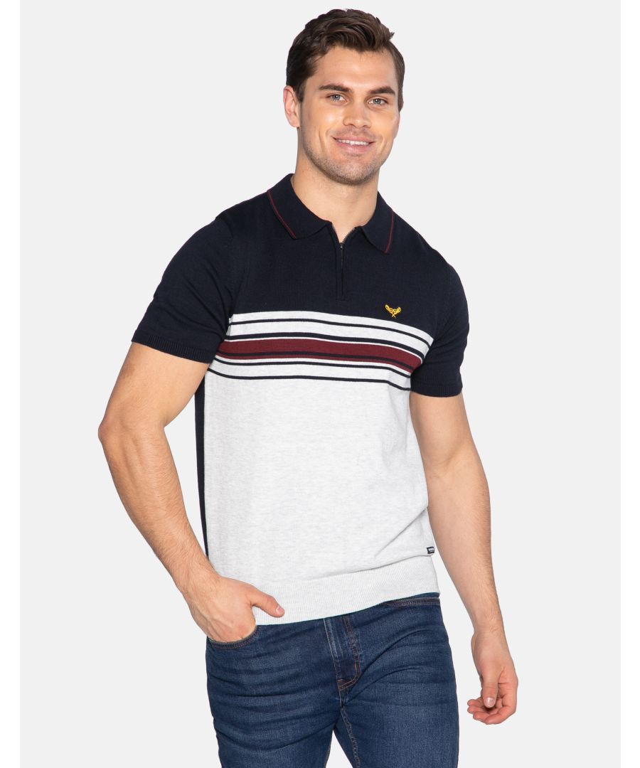 This fine knit, short sleeved jumper from Threadbare features a zipped, knitted polo collar and tipping detail on the collar and cuffs. It has the signature Threadbare embroidered logo on the chest and branded zip. Other colours available.