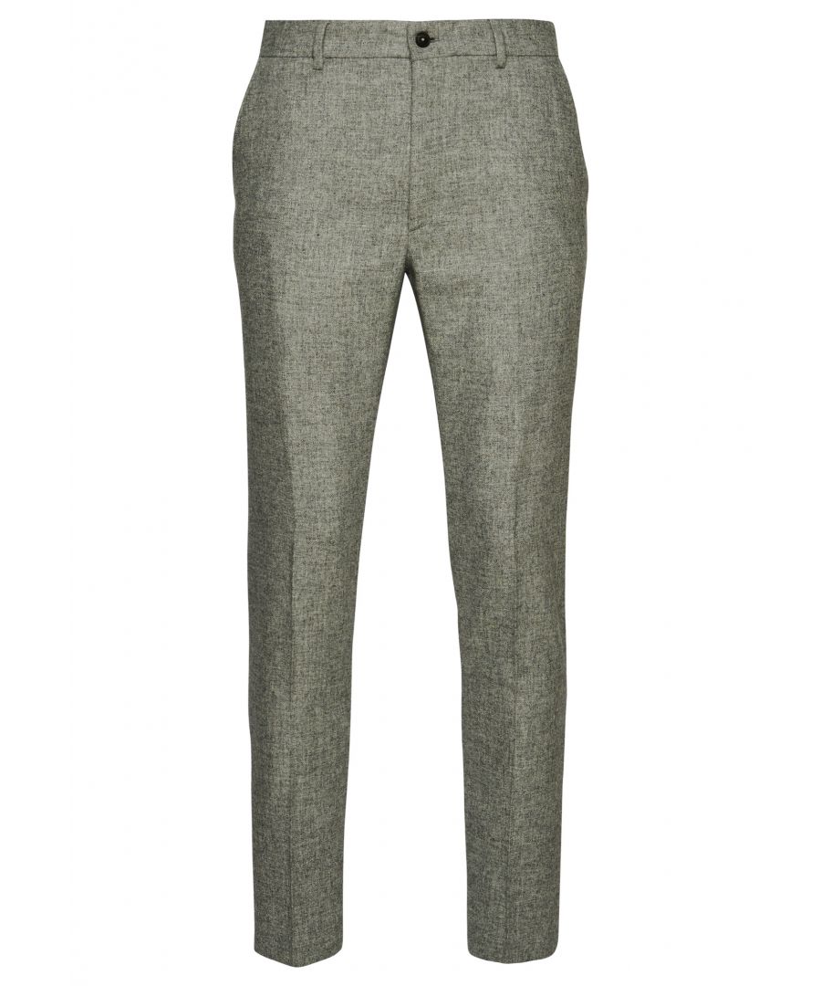 Classic styling with a modern and clean cut allows you to create a distinctive style that is your own. The streamlined silhouette created by the tapered fit of these trousers allows the creation of a sophisticated yet flexible look that allows you to elevate the everyday.Tapered Fit. With room on the thigh, gradually tapering down to a slim ankle opening, tapered fit gives a contemporary and more tailored look.Wool rich fabricDouble button waistband fasteningZip flyFour-pocket designHalf-linedBelt loopsSubtle branding