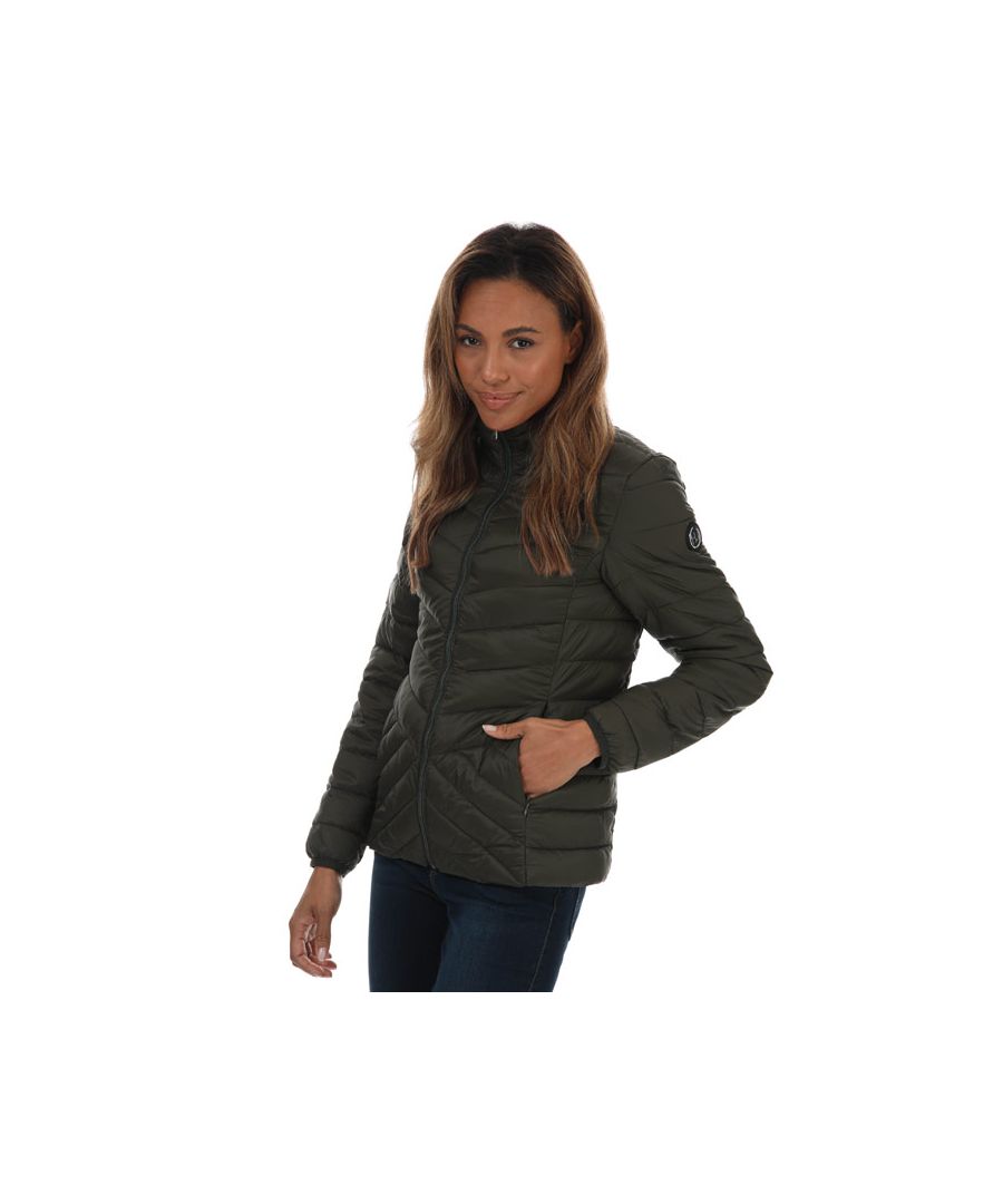 Womens Harvey and Jones Lightweight Quilted Jacket in khaki.- Funnel neck.- Full zip fastening.- Long sleeves with elasticated wrist cuffs.- Secure central zip fastening.- Zipped front pockets; inner slip pockets.- Lightweight  quilted  lightly padded.- Harvey and Jones badge to left sleeve.- Outer: 100% Nylon. Lining: 100% Nylon. Padding: 100% Polyester.  Machine washable. - Ref: JACKIE4
