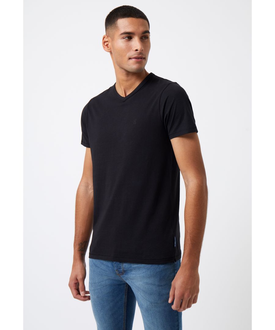 T-shirt met V-hals en korte mouwen