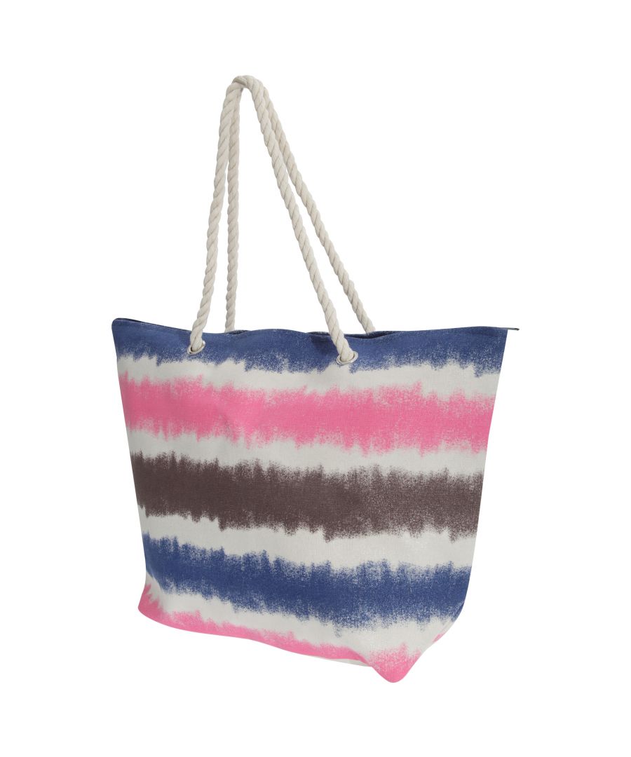 Image for FLOSO Womens/Ladies Faded Stripe Design Canvas Summer Handbag (Navy/White/Pink/Grey)