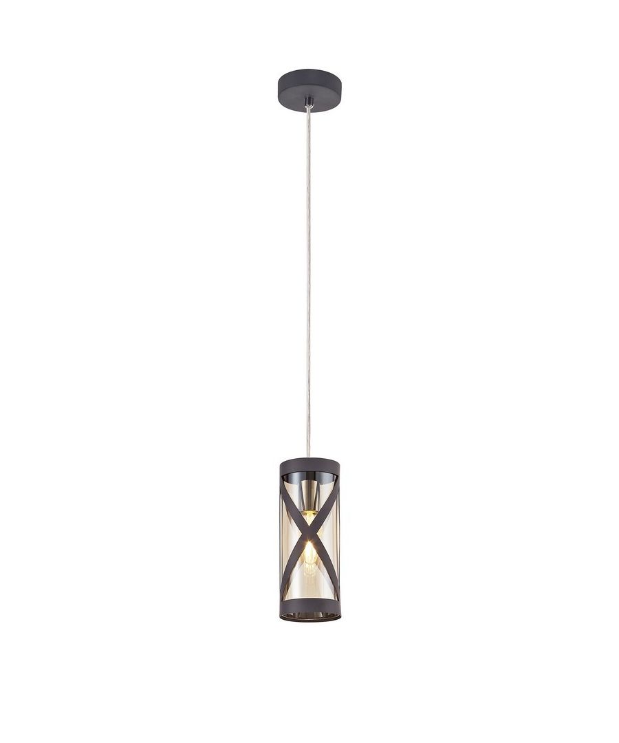 Finish: Matt Grey, Polished Chrome | Shade Finish: Cognac | IP Rating: IP20 | Min Height (cm): 25 | Max Height (cm): 125 | Diameter (cm): 9 | No. of Lights: 1 | Lamp Type: E14 | Dimmable: Yes - Dimmable Lamps Required | Wattage (max): 40W | Weight (kg): 0.55kg
