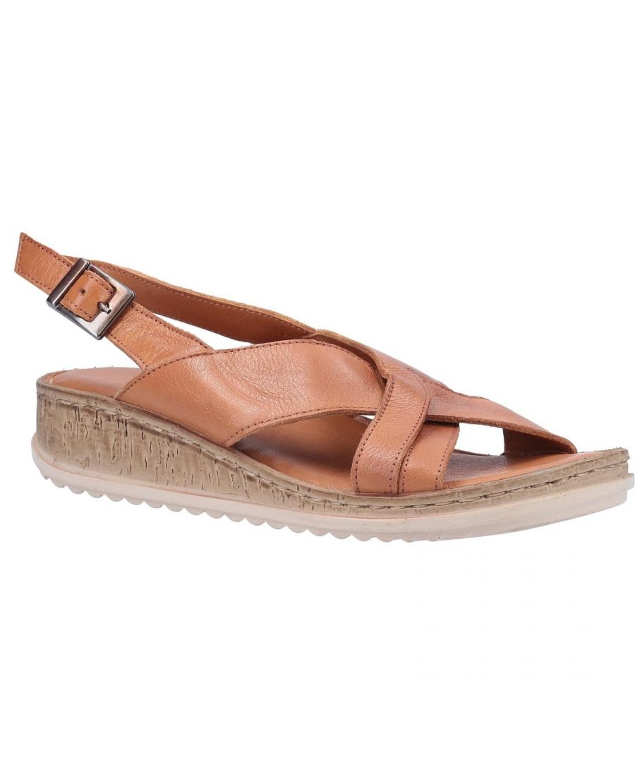 Image for Hush Puppies Womens/Ladies Elena Leather Wedge Sandal (Tan)