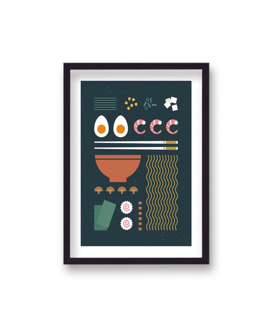 Image for Selection of Ramen Ingredients Graphic Design Black Background Print