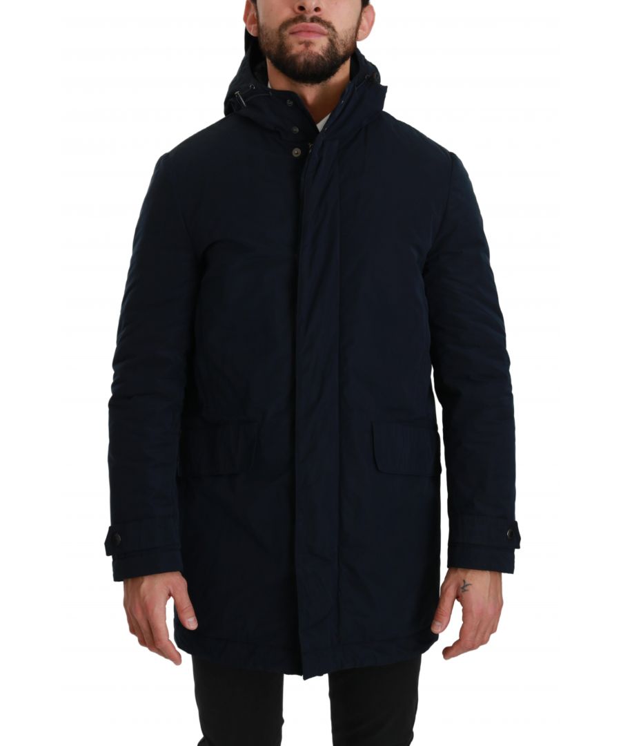 DOLCE & ; GABBANA Gorgeous brand new with tags 100% Authentic DOLCE & ; GABBANA Jacket Model : Long coat parka hooded jacket Color : Dark blue Full zipper and button closure Two front pockets Padded inner lining Logo details Made in Italy Material : 100% Polyester Lining : 100% Polyester