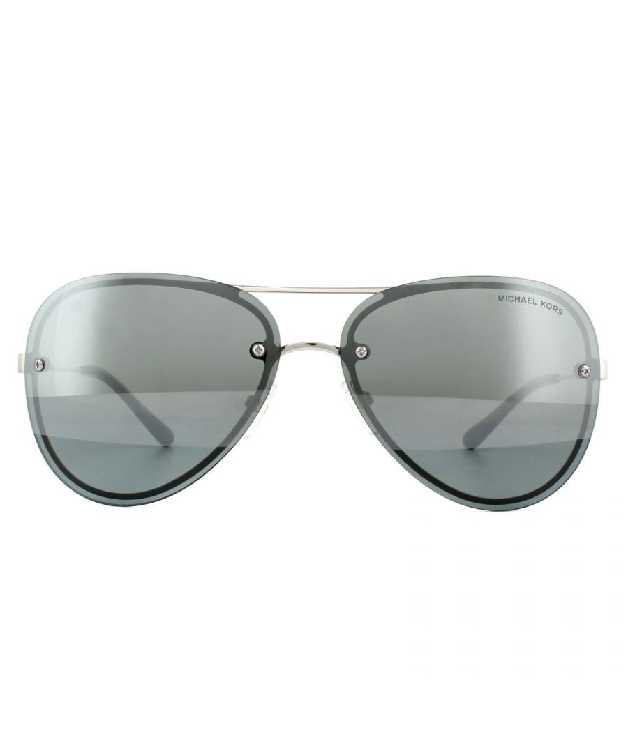 Michael Kors Aviator Womens Silver Tone Block Gunmetal Mirror Sunglasses - One Size