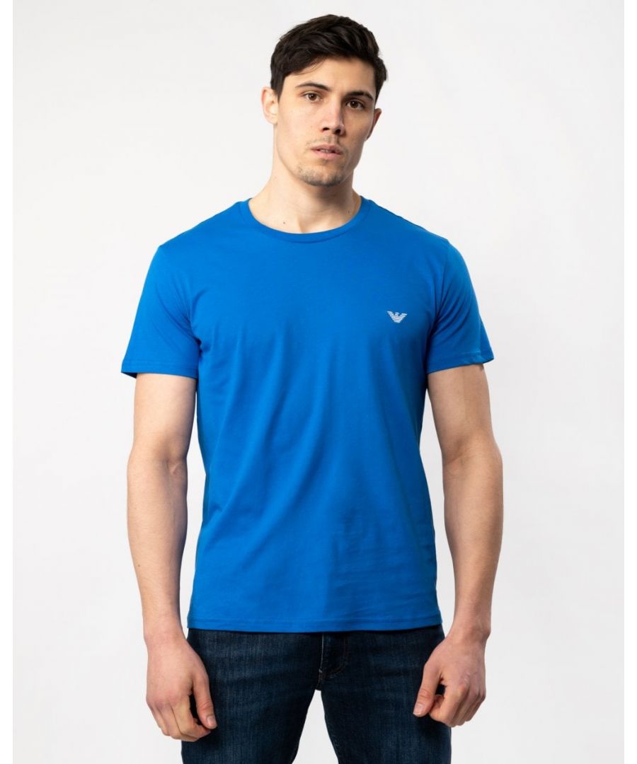 Emporio Armani Mens Eagle Logo Beach T-Shirt - Blue - Size Medium