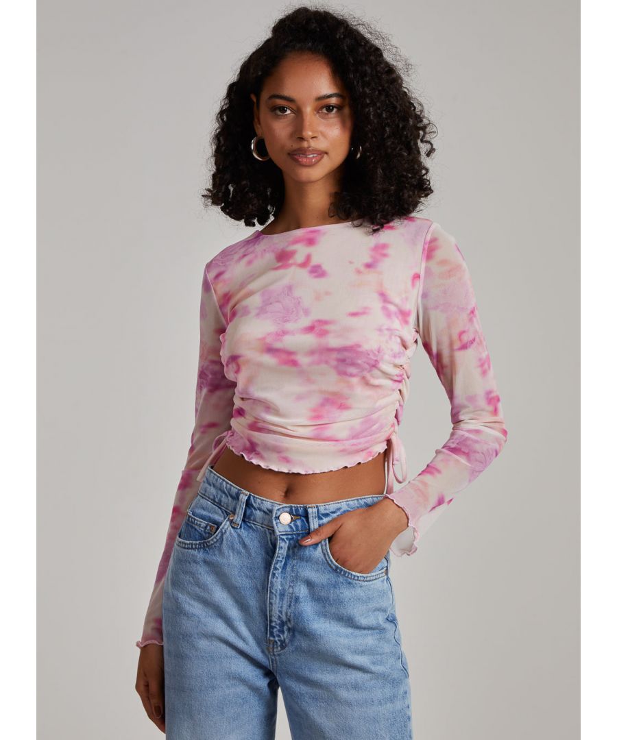 Pink Vanilla Women's Watercolour Letterbox Long Sleeve Top|Size: S|pink