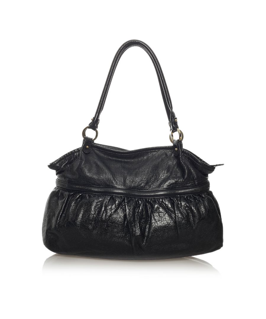 Vintage Fendi Chef Leather Tote Bag Black