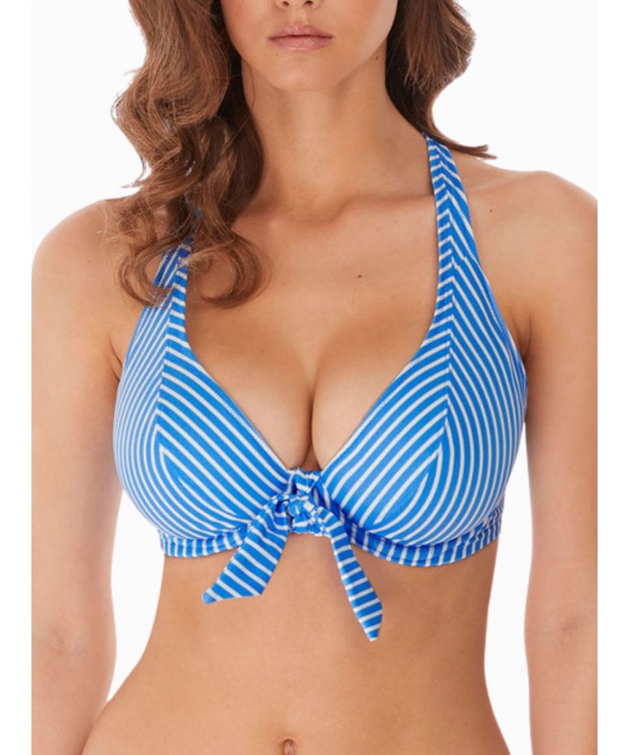 Freya Womens Beach Hut High Apex Bikini Top - Blue Polyamide - Size 34J