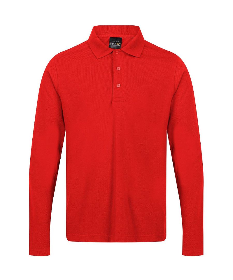 Regatta Professional Mens Pro 65/35 Long Sleeve Polo Shirt - Red Cotton - Size X-Large