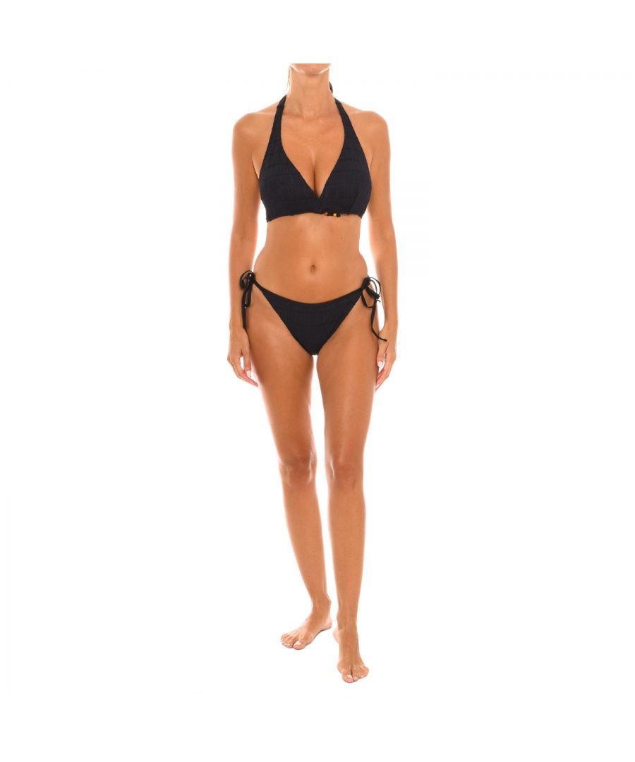 Teleno Womenss wireless halter bikini EB0261B - Black - Size 40B