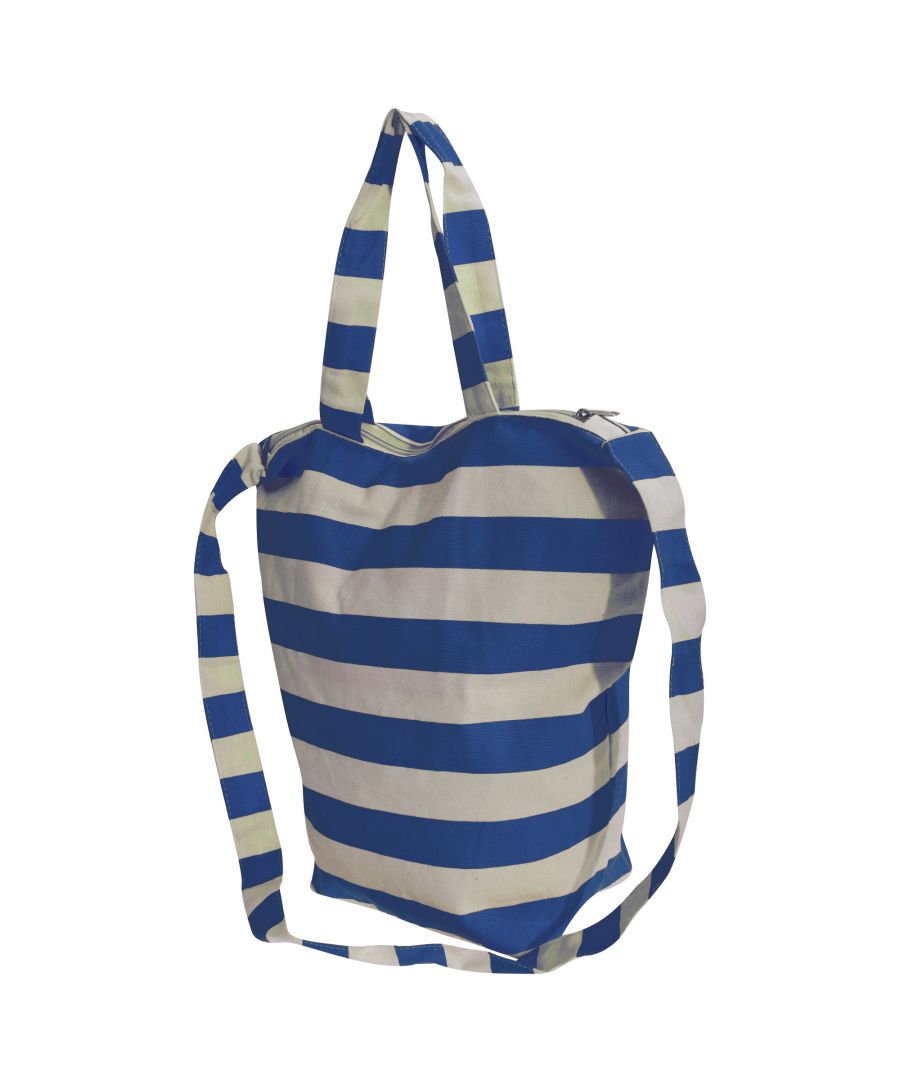 Image for FLOSO Womens/Ladies Striped Summer Handbag With Shoulder Strap (White/Navy)