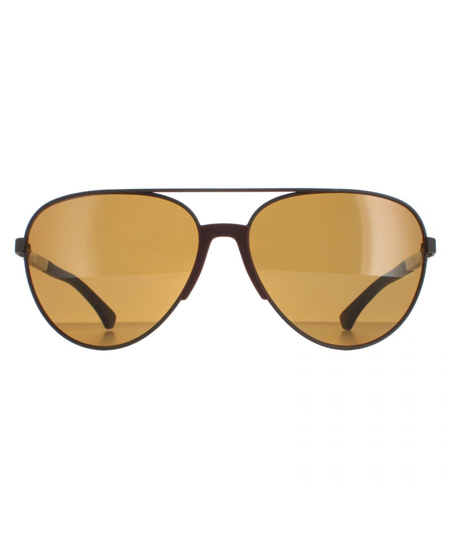 Emporio Armani Aviator Mens Matte Brown Brown Polarisée EA2059 EA2059 est une forme aviator qui est faite de métal et est pour les hommes