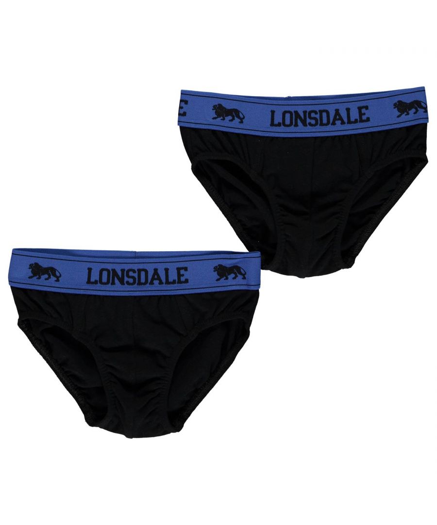 Lonsdale 2 Pack Briefs Junior Boys - All day comfort can be found in the Lonsdale 2 Pack Briefs - each crafted with a wide elasticated waistband and elasticated hems, in a modern design with a street style. Lonsdale branding makes for a champion wear.  > Junior boy's briefs > Wide elasticated waistband > Elasticated hems > Modern fit > Lonsdale branding > 95% Cotton / 5% Lycra elastane > Machine washable > Keep away from fire