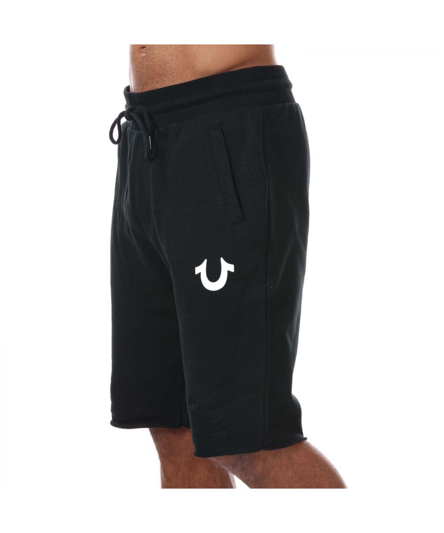 Image for Men's True Religion Horseshoe Logo Fleece Shorts in Black