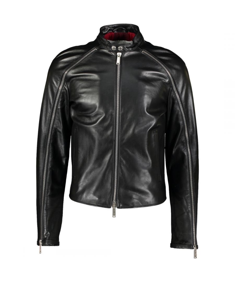 Image for Dsquared2 S71AM0662 SX9490 900 Leather Jacket