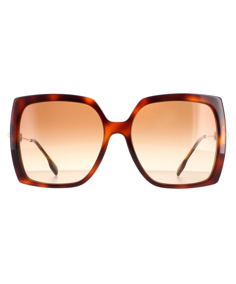 Burberry Square Womens Light Havana Brown Gradient BE4332 Sunglasses are a gorgeous oversized square design crafted from lightweight acetate. Contrasting metal temples feature Burberry's branding on the temples for authenticity.