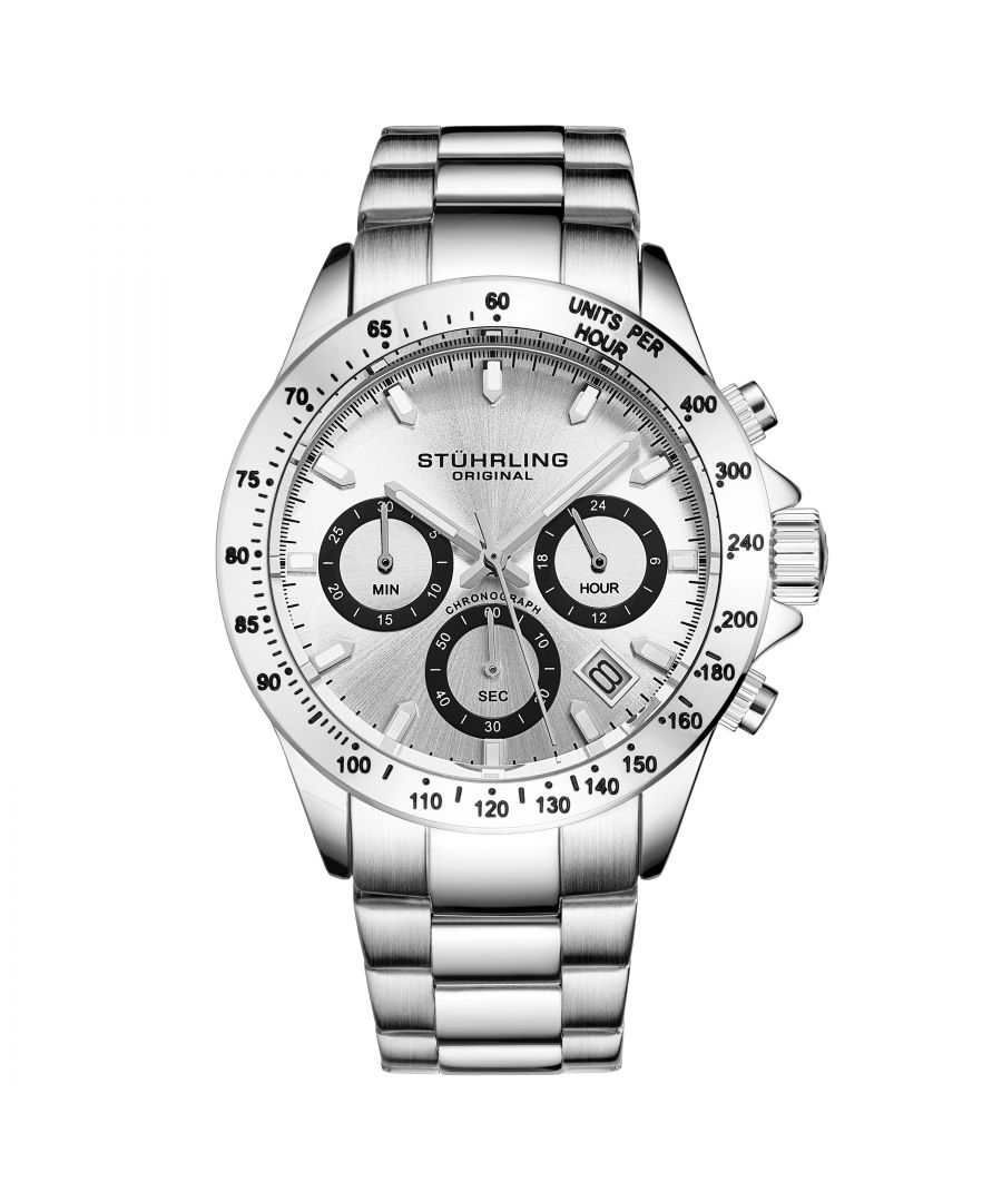 Men's Quartz Chronograph Date Watch, Silver Case, silver, Dial, Stainless Steel Bracelet