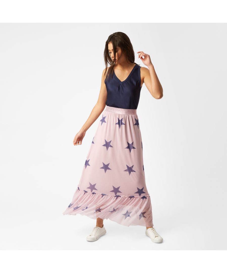 Image for Star Print Tulle Maxi Skirt