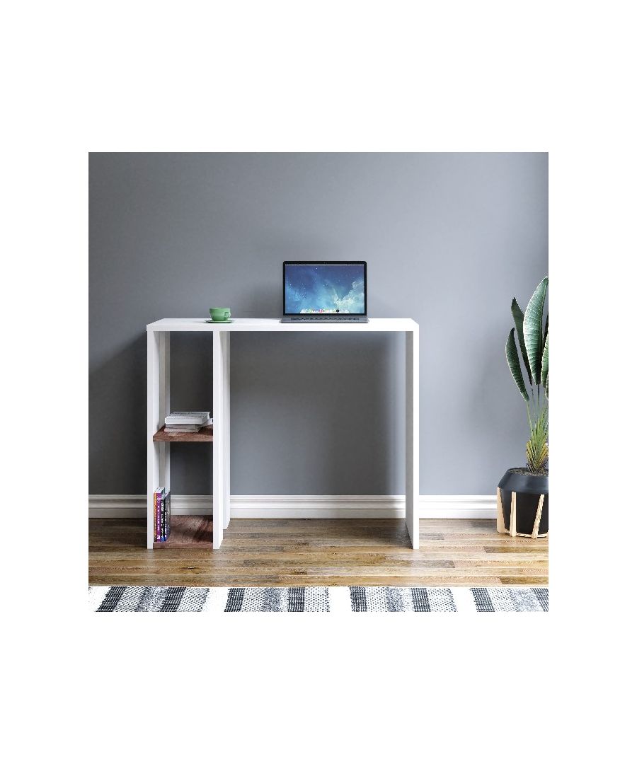 This modern and functional desk is the perfect solution to make working more comfortable. Suitable for supporting all PCs and printers. Thanks to its design it is ideal for both home and office. Easy-to-clean and easy-to-assemble mounting kit included. Color: White, Walnut | Product Dimensions: W90xD45xH75 cm | Material: Melamine Chipboard | Product Weight: 20 Kg | Supported Weight: 20 Kg | Packaging Weight: 21 Kg | Number of Boxes: 1 | Packaging Dimensions: W98xD51xH11 cm.