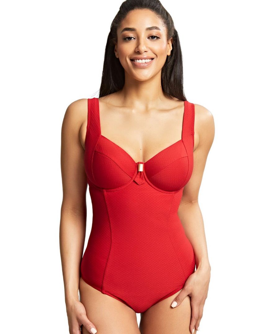 Panache Womens Marianna Balcony Swimsuit - Red Polyamide - Size 34DD