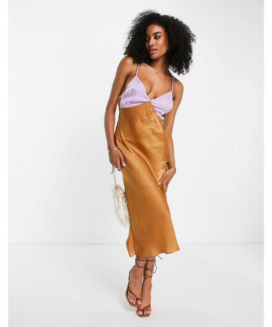 Maxi dress by ASOS DESIGN This dress is everything Colour-block design V-neck Tie back Regular fit Sold by Asos