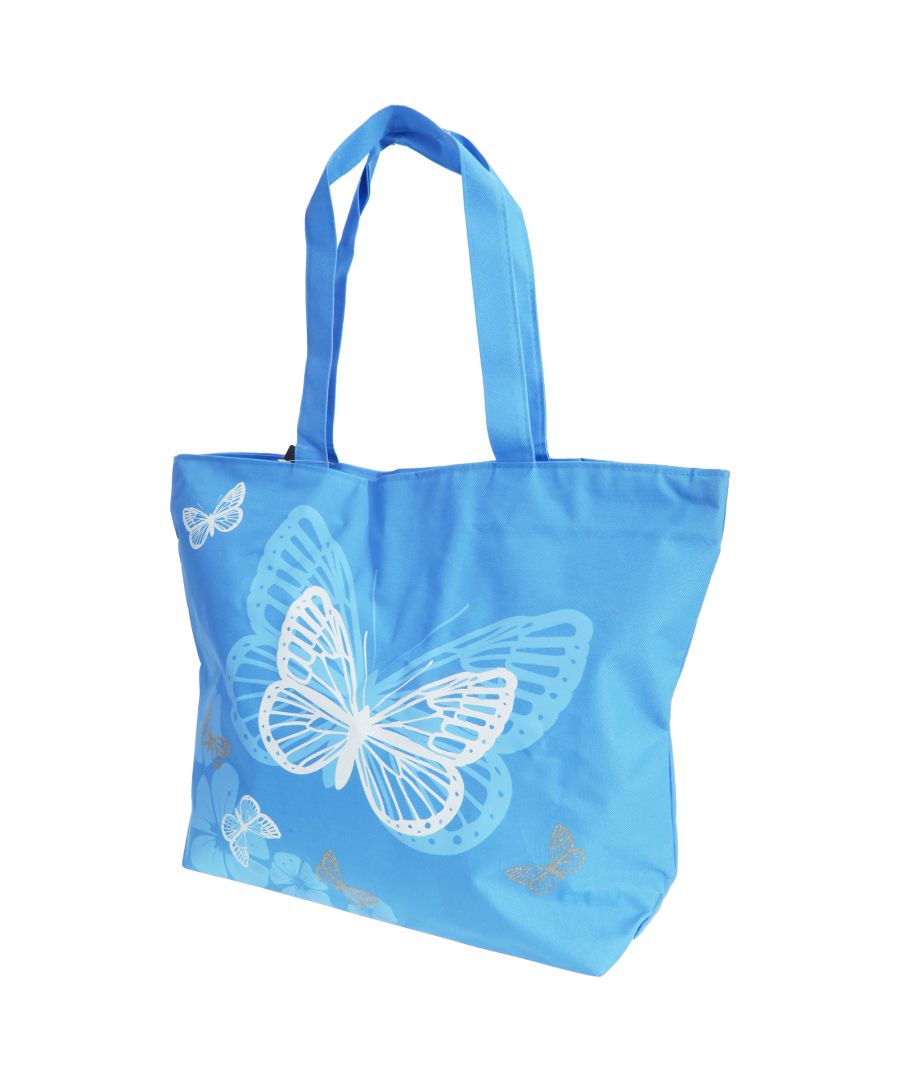 Image for FLOSO Womens/Ladies Floral Butterfly Design Handbag (Blue)