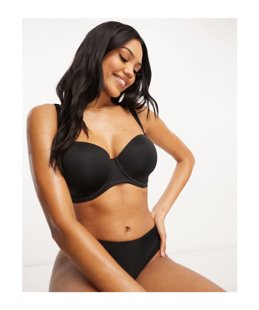 Asos Design Womens Fuller Bust Microfibre Moulded Multiway Strapless Bra In Black - Size 30F