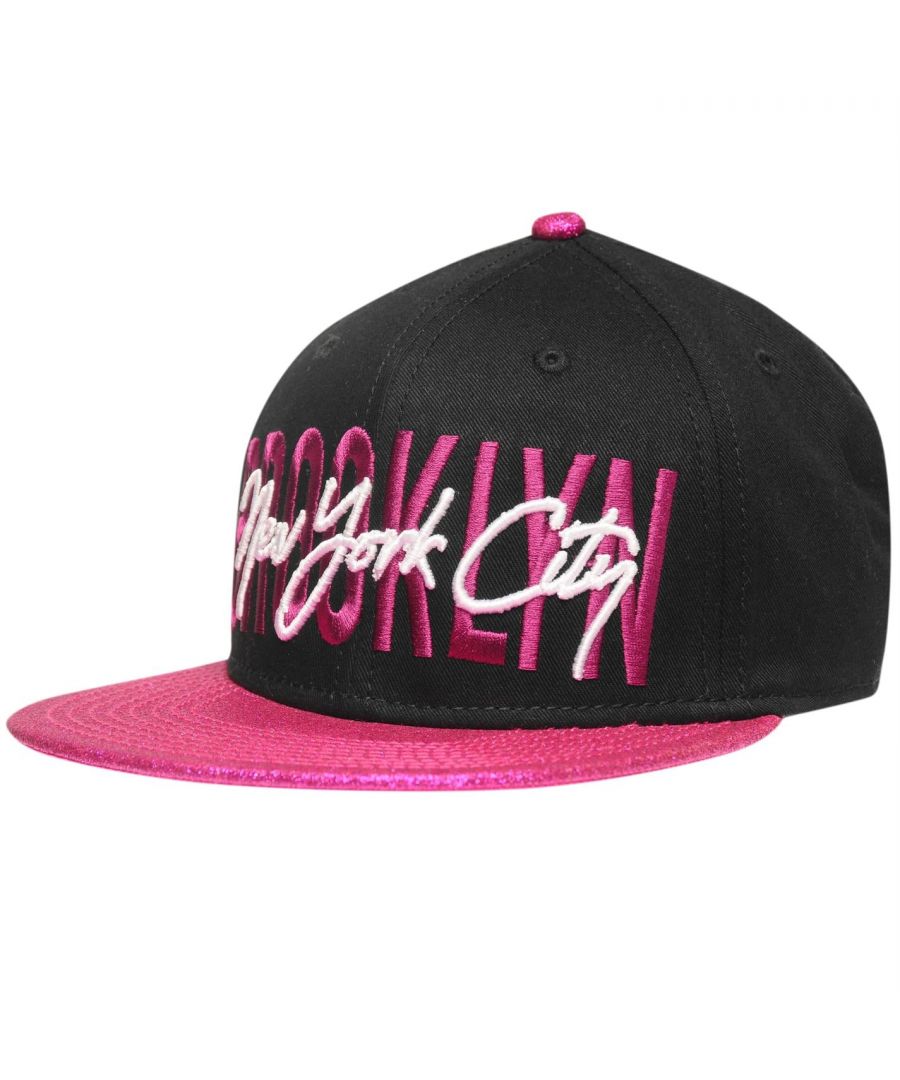 No Fear City Snap Back Cap Junior Girls Brighten up your wardrobe with the City Snap Back Cap from No Fear. This stylish design adds a touch of glamour to casual outfits. > Girls flat peak > City design > Breathable > Snap back fastening