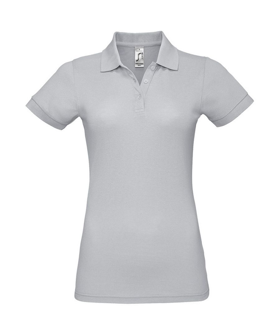 SOLS Womens/Ladies Prime Pique Polo Shirt (Pure Grey) - Size Medium