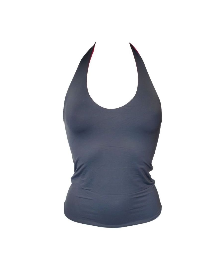 Moontide Womens Reversible Solids Halter Tankini Carbon/Cerise - Grey Polyamide - Size X-Small