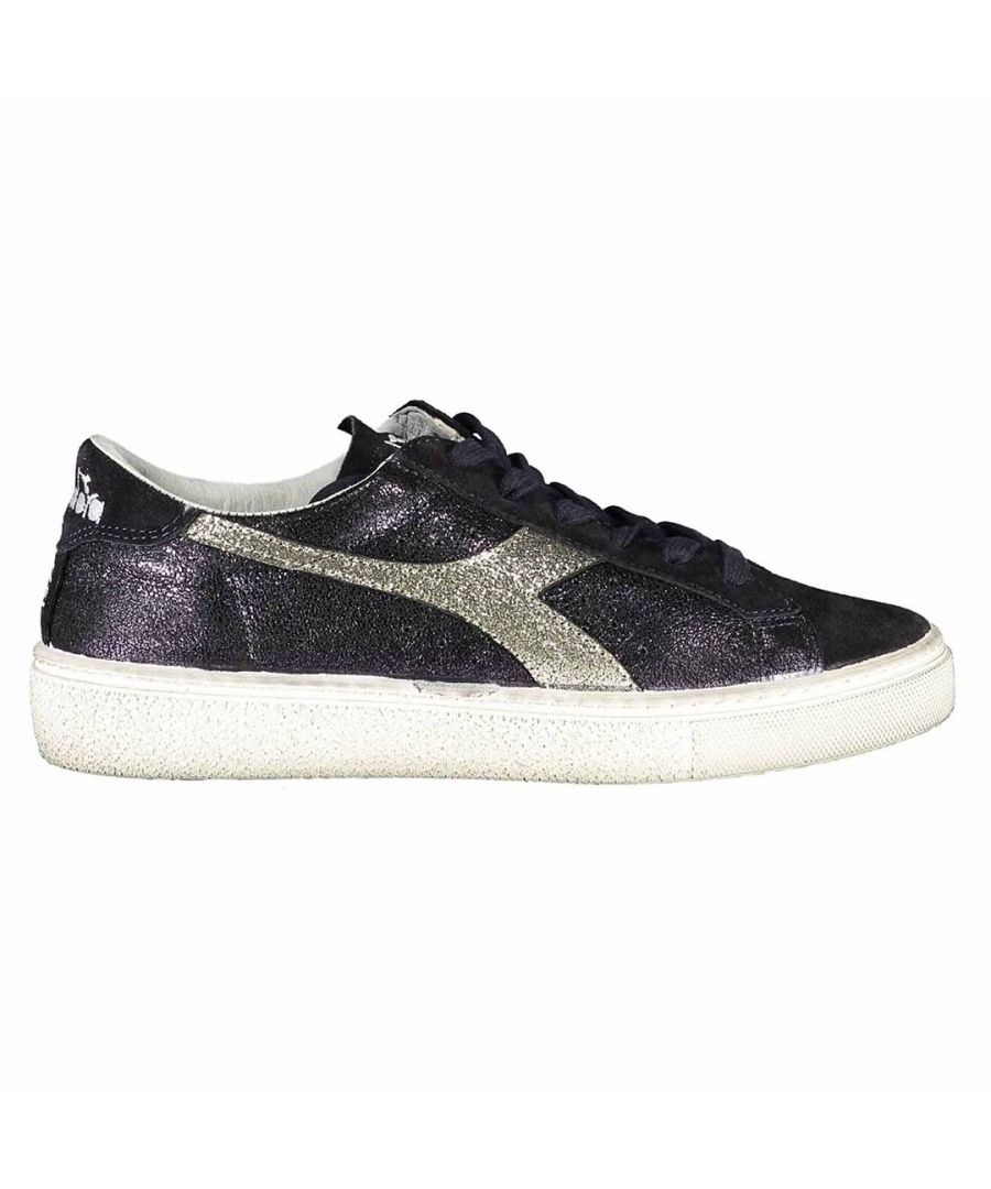 Diadora Montecarlo Glitter Dirty Womens Navy Trainers - Blue - Size UK 7.5
